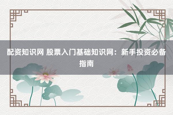 配资知识网 股票入门基础知识网：新手投资必备指南