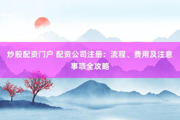 炒股配资门户 配资公司注册：流程、费用及注意事项全攻略