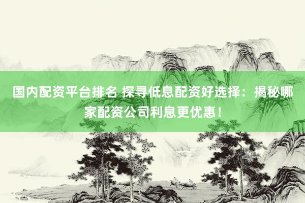 国内配资平台排名 探寻低息配资好选择：揭秘哪家配资公司利息更优惠！