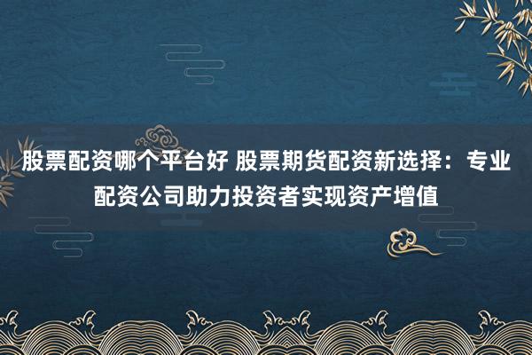 股票配资哪个平台好 股票期货配资新选择：专业配资公司助力投资者实现资产增值