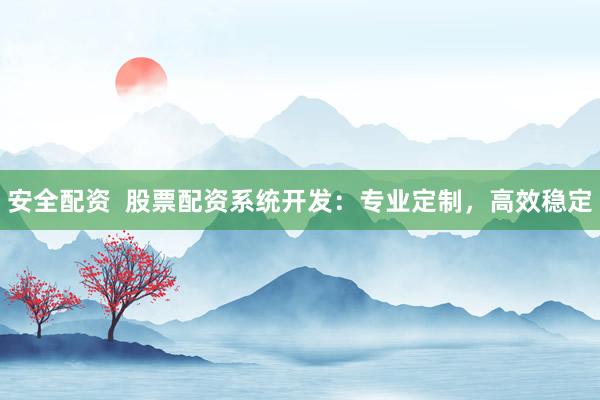 安全配资  股票配资系统开发：专业定制，高效稳定