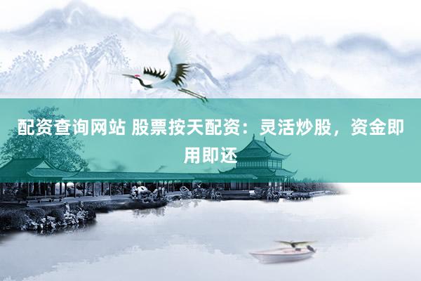 配资查询网站 股票按天配资：灵活炒股，资金即用即还