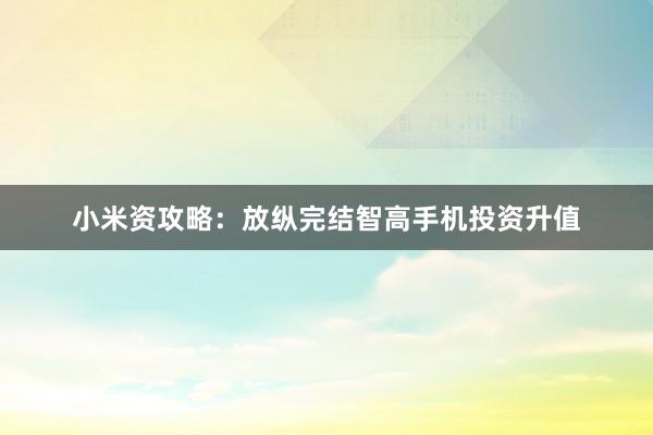 小米资攻略：放纵完结智高手机投资升值
