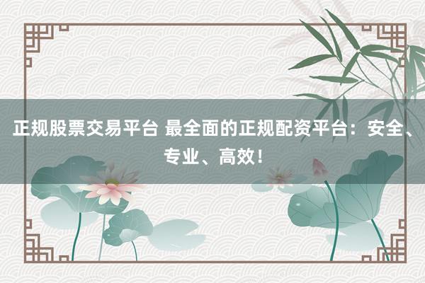 正规股票交易平台 最全面的正规配资平台：安全、专业、高效！