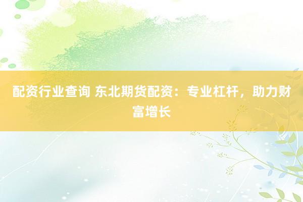 配资行业查询 东北期货配资：专业杠杆，助力财富增长