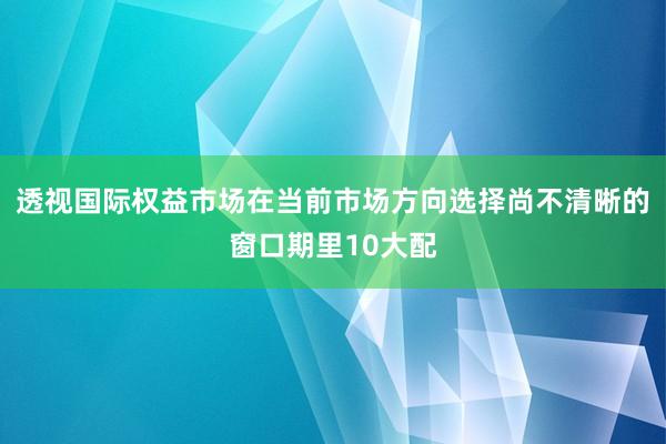 透视国际权益市场在当前市场方向选择尚不清晰的窗口期里10大配