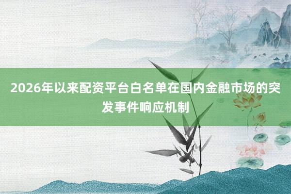 2026年以来配资平台白名单在国内金融市场的突发事件响应机制