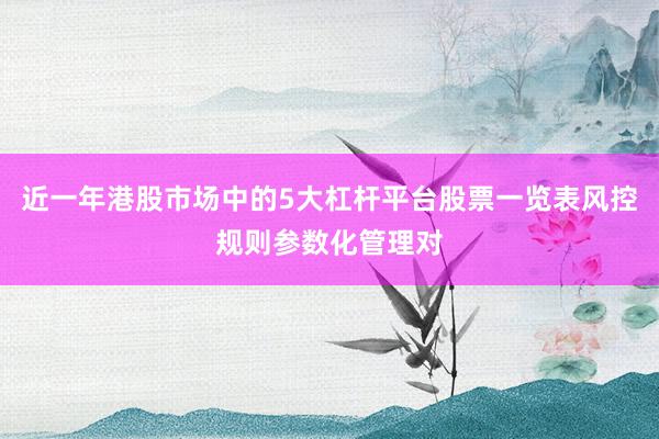 近一年港股市场中的5大杠杆平台股票一览表风控规则参数化管理对