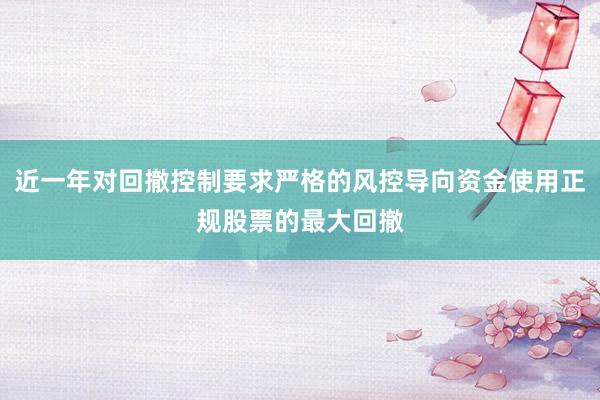 近一年对回撤控制要求严格的风控导向资金使用正规股票的最大回撤