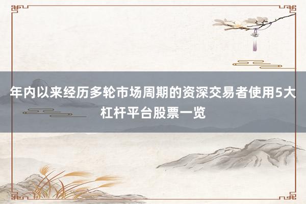年内以来经历多轮市场周期的资深交易者使用5大杠杆平台股票一览