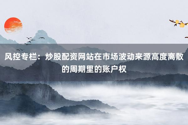 风控专栏：炒股配资网站在市场波动来源高度离散的周期里的账户权