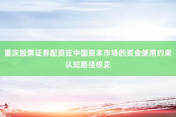 重庆股票证券配资在中国资本市场的资金使用约束认知路径校正