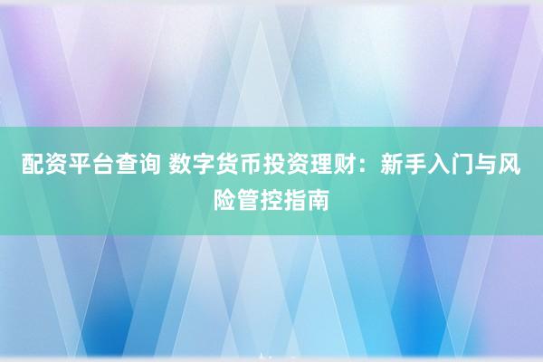 配资平台查询 数字货币投资理财：新手入门与风险管控指南