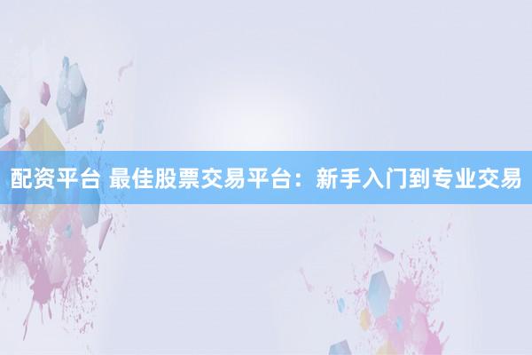 配资平台 最佳股票交易平台：新手入门到专业交易